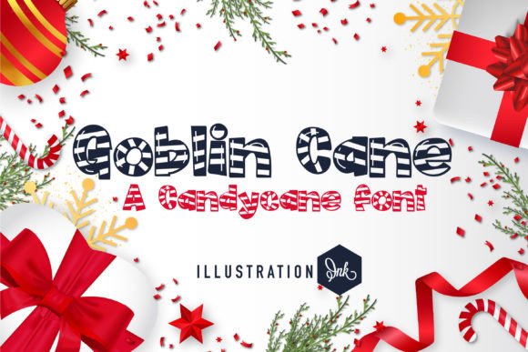 Goblin Cane Font: Peppermint Stripes for Craft Projects