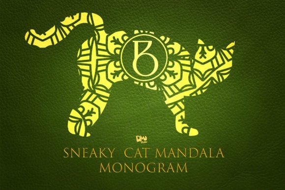Sneaky Cat Mandala Monogram Font for Pet Campaigns